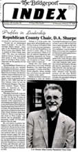 DA Sharpe on front page of Bridgeport Index